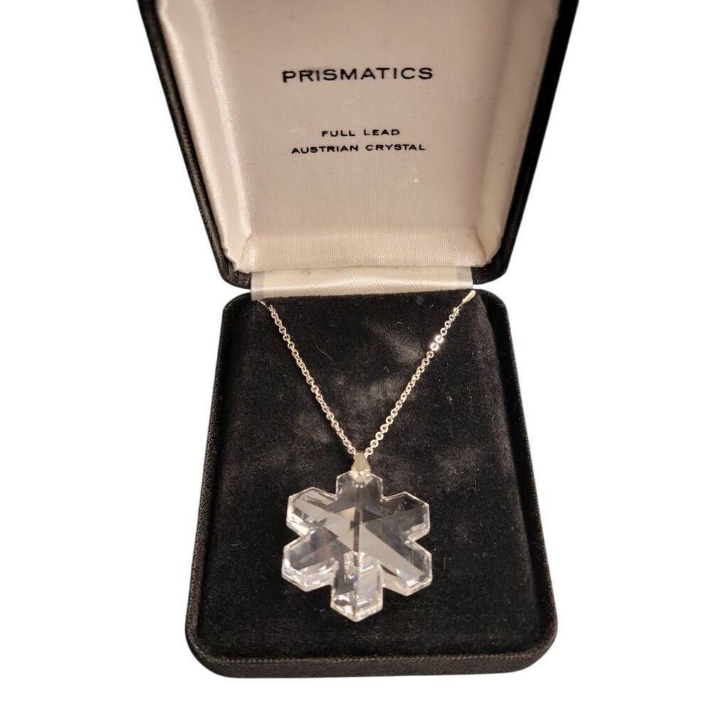 Vintage Austrian Crystal Sterling Silver Snowflake Daisy Flower Necklace Set - Picture 2 of 8